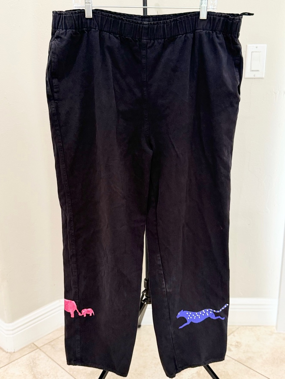 Vintage Great Cavalier Black Animal Artwear Pants Size L Art to Wear Novelty